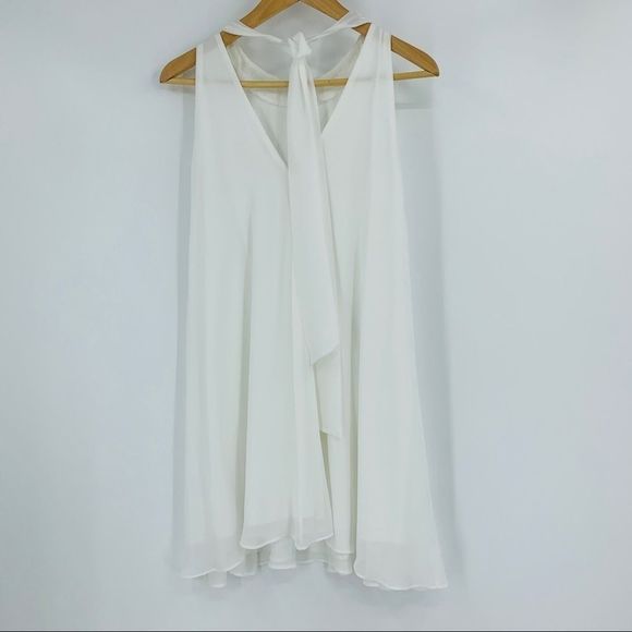 Soprano Swing Dress 9269 Small Chiffon White Beade - Picture 2 of 8